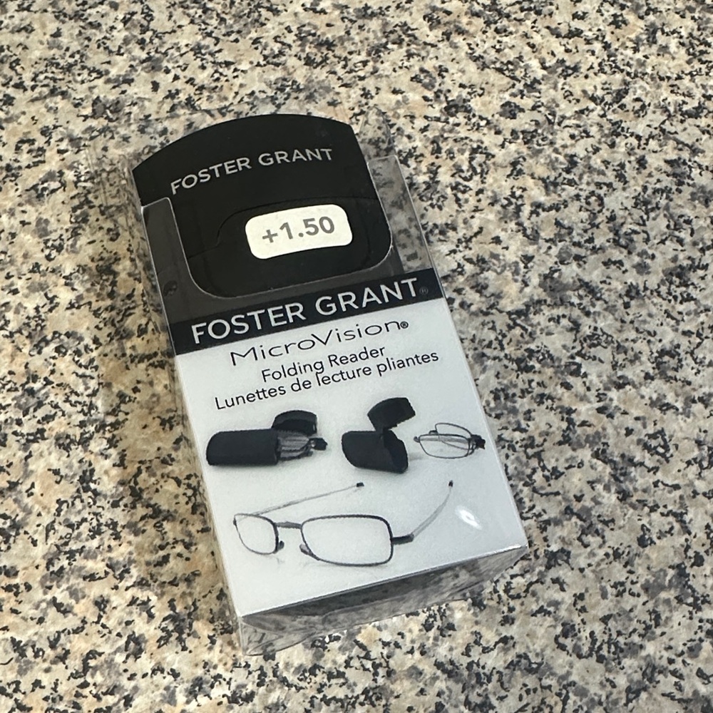Foster Grant MicroVision compact Folding Reader Glasses +1.50